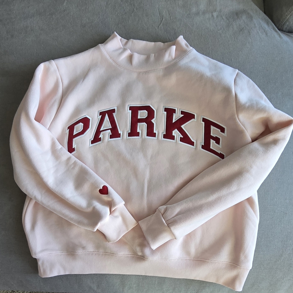NEW PARKE Varsity Mockneck Peony/crimson S/M w Matching Claw Clip - Picture 6 of 9